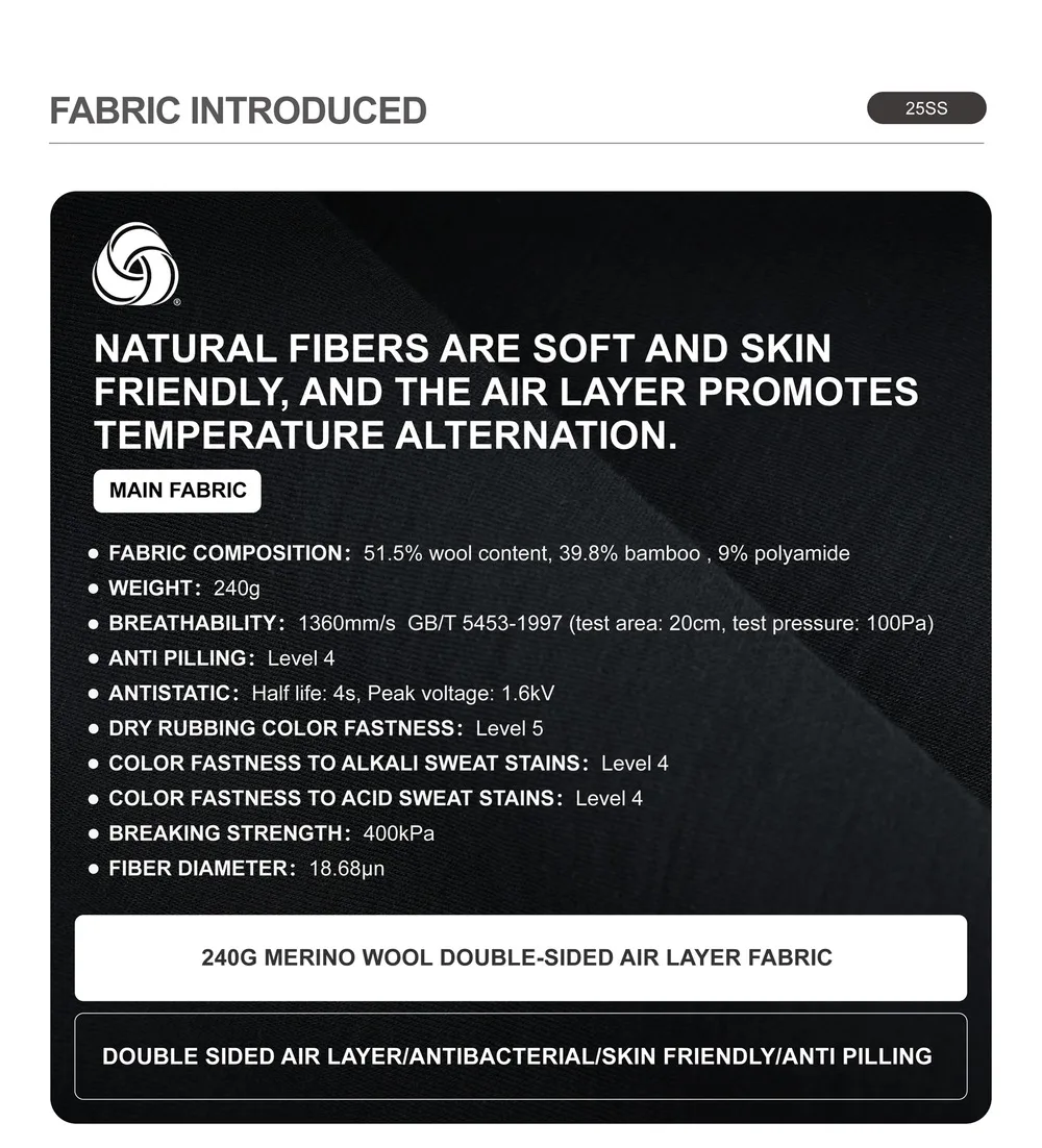 Reindee Lusion 25ss Merino wool 3d structure t-shirt skin frinedly breathable splicing materials techwear gorpcore