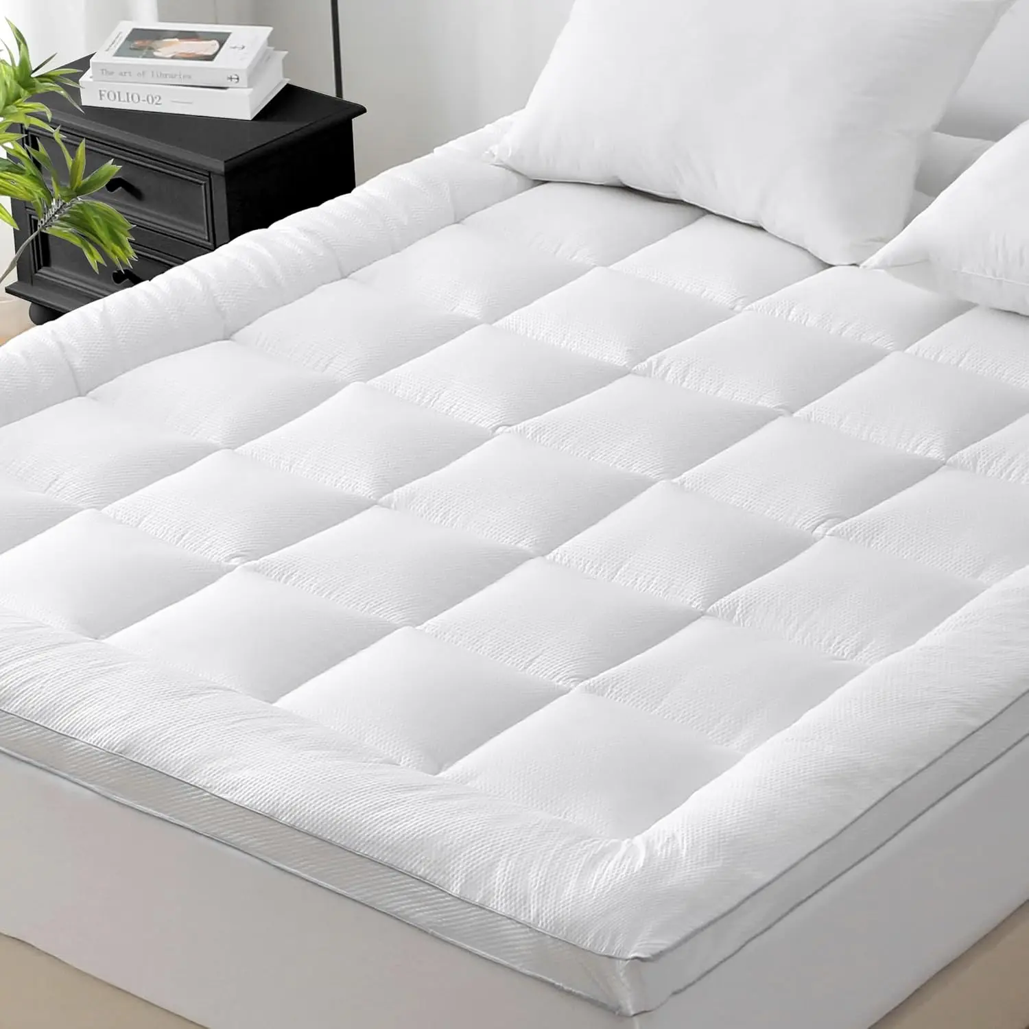 Full Mattress Pad Cooling Breathable Fluffy Soft Mattress Pad Stretches up to 21 Inch Deep