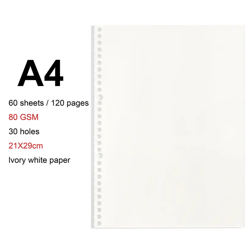 A4/B5/A5 Loose Leaf Refill Binder Notebook Blank/Line/Grid/Cornell Replacable Metal Ring Office&School Supplies Stationery - Image 20