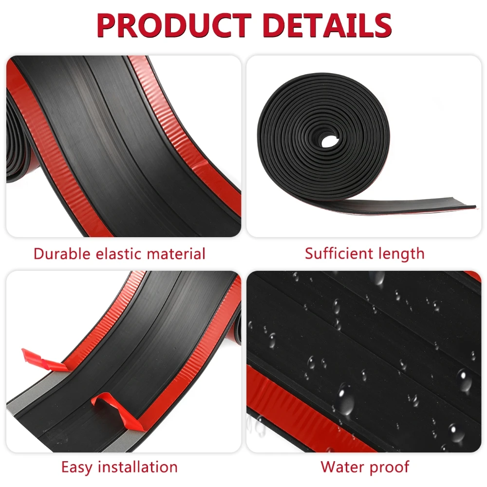 1.7mm Adhesive Universal Rubber 11*340cm Truck Bed Tailgate Gap Cover Filler Seal Shield Lip Weather Stripping Cap Seal Kit