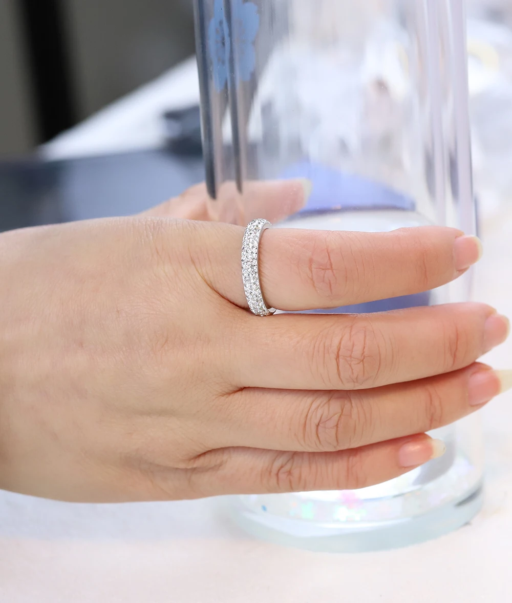 Three row clear crystal Gold Color Stainless steel Wedding Rings For women with Full Size wedding rings,womens ring,jewelry rings,ring jewelry