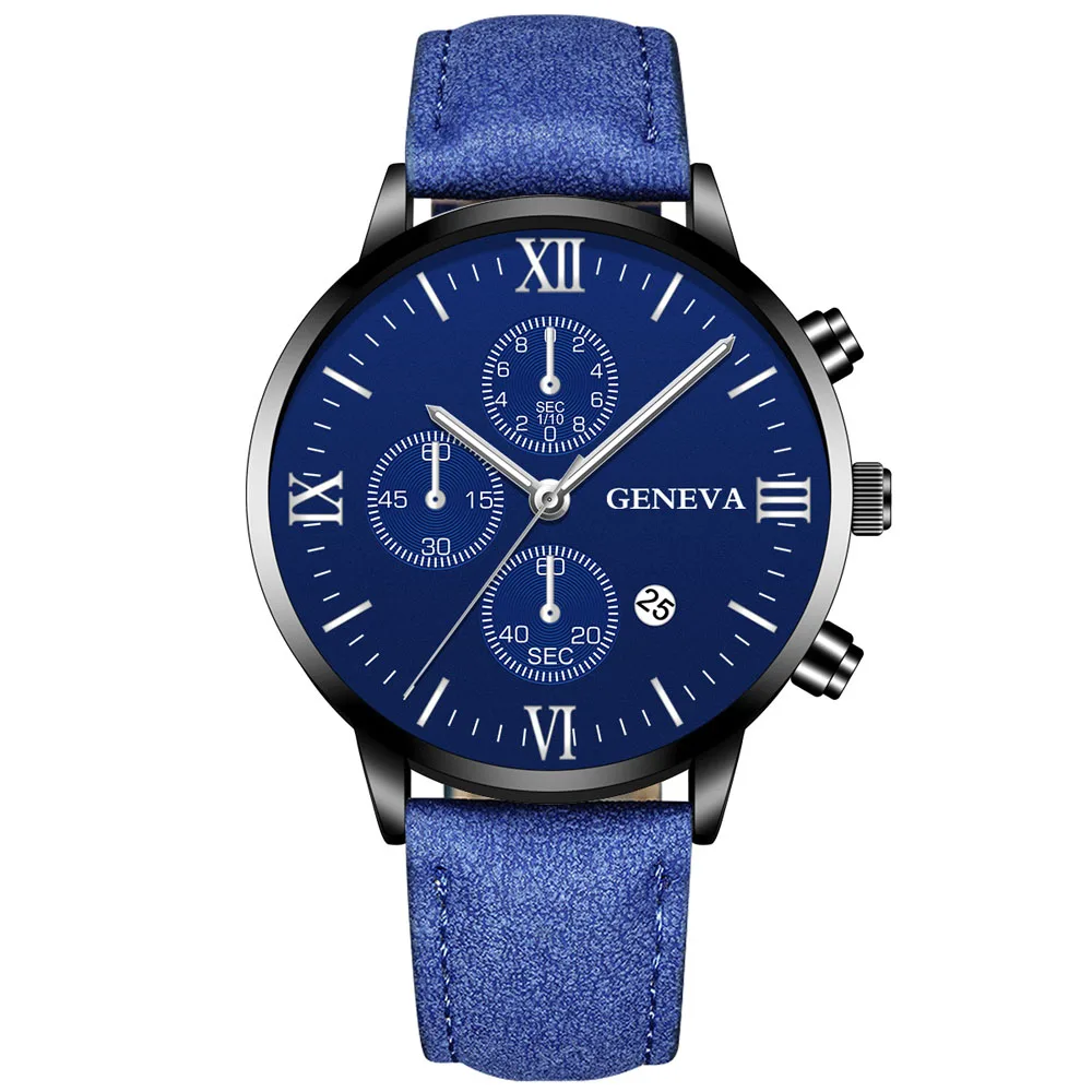 Fashion Geneva Men Date Alloy Case Synthetic Leather Analog Quartz Sport Watch Male Clock Top Brand Luxury Relogio Masculino 