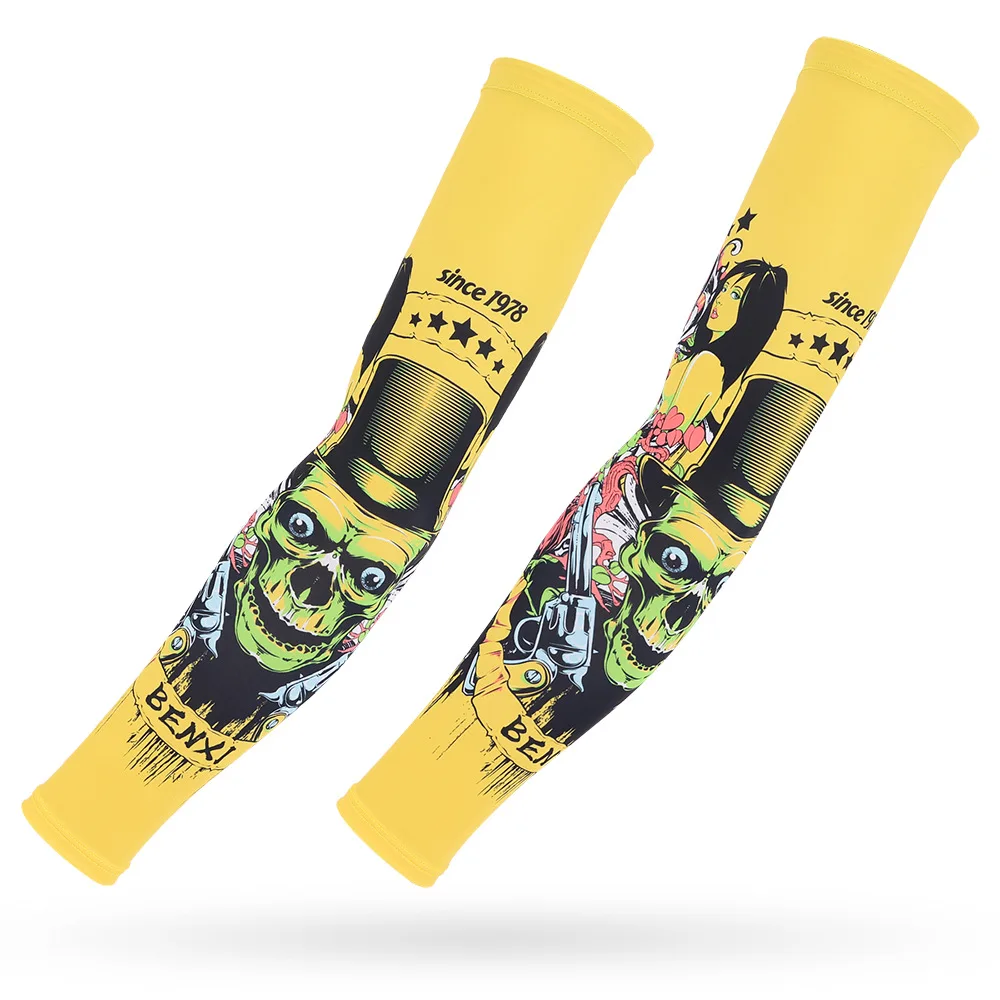 Summer Tattoo Sleeve Ice Silk Sleeves Sun-proof Running Cycling Driving Fishing Elastic Arm Cover Men Women Arm Protection