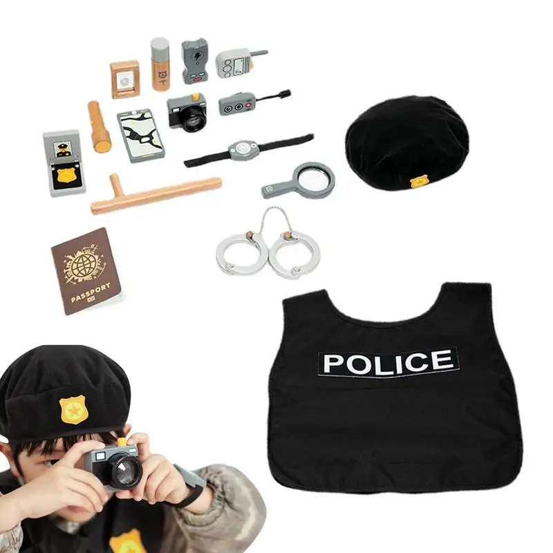 Policeman Toys Creative Wooden Toy Policeman Set 17 Pcs Policeman Set Cultivate Thinking Ability