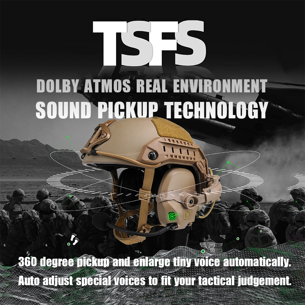 FMA & FCS-Tactical AMP HeadSet Tactical Headphone Head