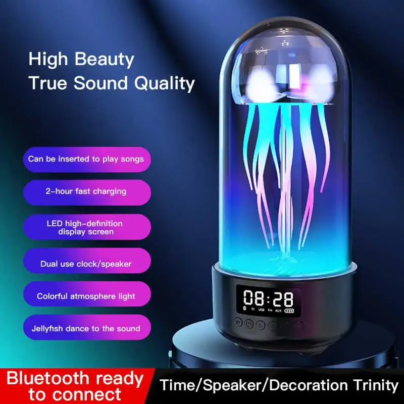 

New Pattern HD Stereo Surround Jellyfish Color LED Breathing Lamp Music Speaker Outdoor Portable Party Bluetooth Loudspeaker Box