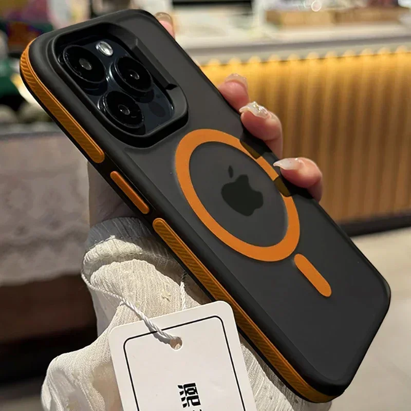 Bicolor Matte Frosted Magnetic Translucent Shockproof Phone Case