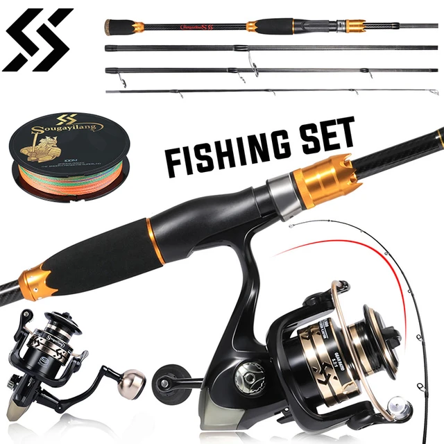 Sougayilang Spinning Fishing Set 1.8m 2.1M Carbon Fibre Fishing Rod and Spinning  Reels with Fishing Line Bass Carp Pike Fishing - AliExpress