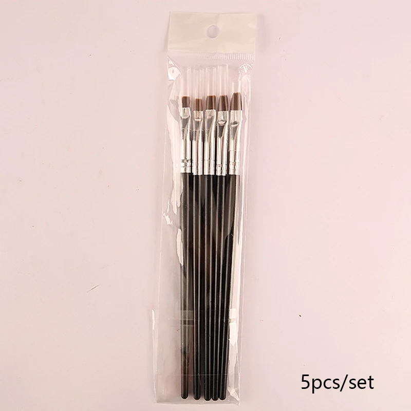 5pcs Nail Brushes Flat Head Nail Gel Polish Builder Extension Phototherapy Painting Drawing Art Pen Manicure Tools Accessories 3