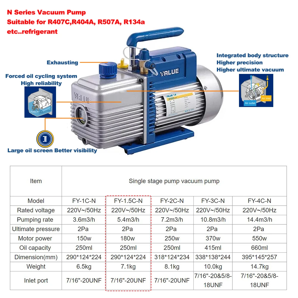 Vakuumpumpe ZS J-S 54 l/min, Unterdruckpumpe für Split-Klimaanlage, vacuum  pump