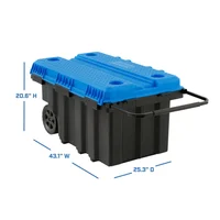 50 Gallon Rolling Plastic Tool Chest with Work Top for Garage, Black with Blue Lid 2