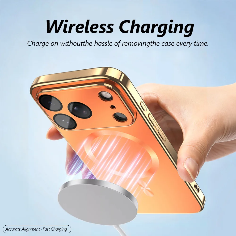 Sleek Magnetic Camera Protector Case with Anti-Smudge & Wireless Charging Compatibility