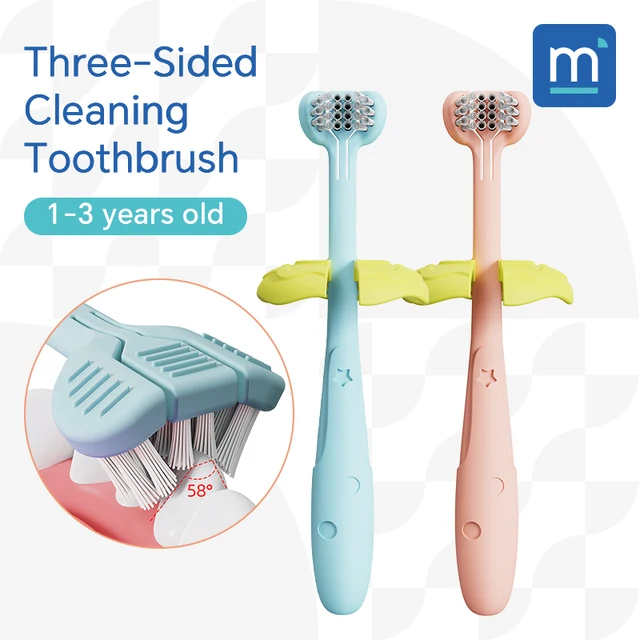 1/2 Pieces, Kidsren's Three-Sided Toothbrush/High-Quality Soft Bristles/With Safety Baffles to Prevent Throat/Suitable for Daily Oral Cleaning for Babies Aged 1-3 Years Old 1