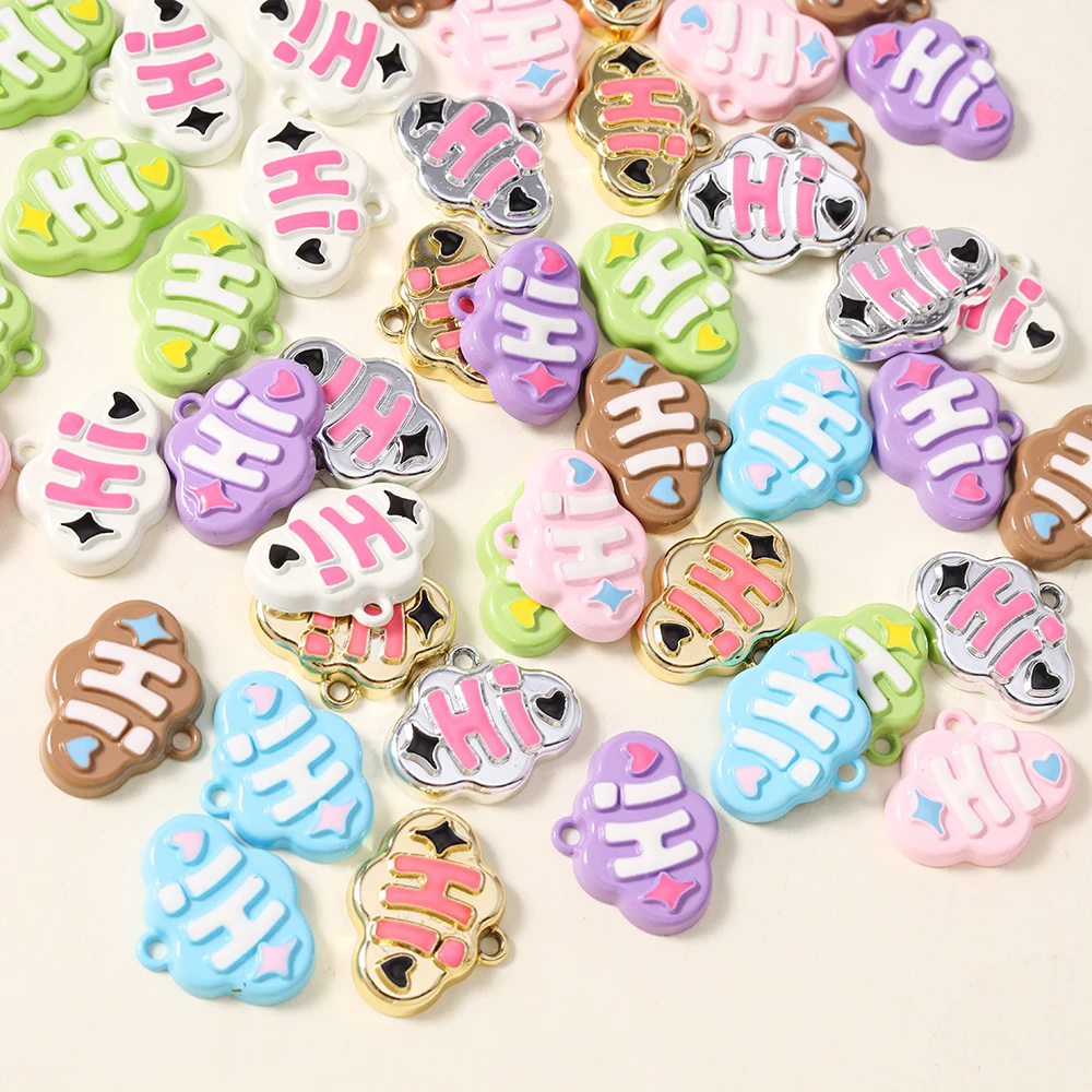 Set of 10 Cute and Quirky Hi Charms for Handmade Jewelry Accessories