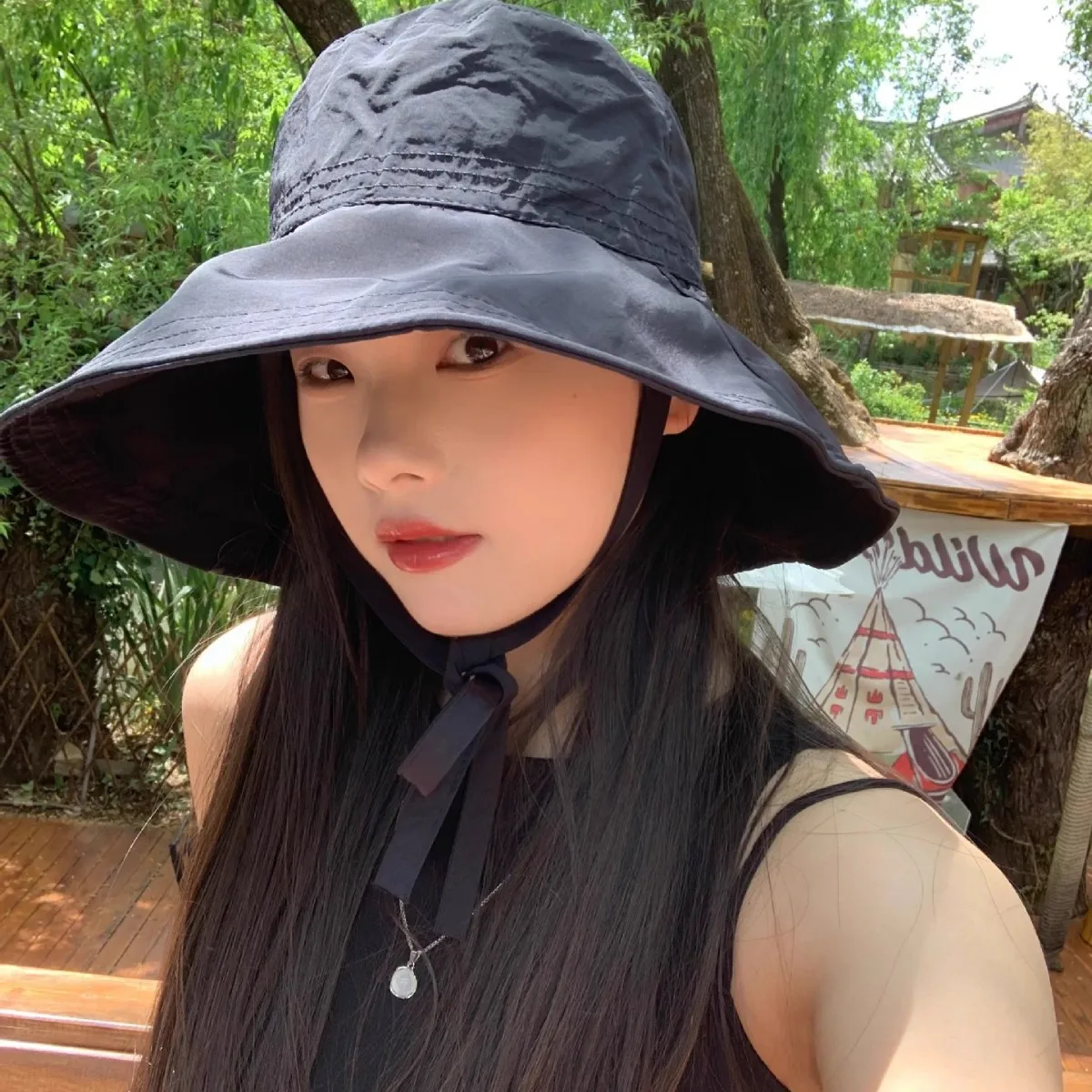 Quick Drying Summer Korean Lace-up Fisherman Hat Women Lightweight Windbreak Rope Sunshade Basin Hat Sun Bucket Hat