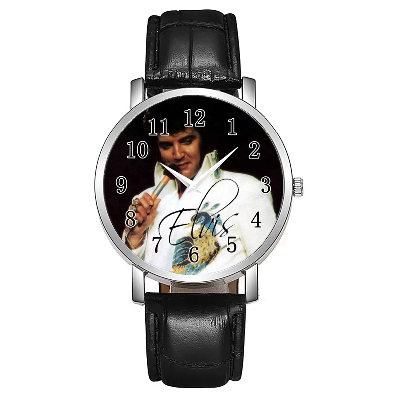 Singer Elvis Watch Black Leather Digital Quartz Wristwatches womens quartz watch womens watch quartz watch women watches digital watch For Women