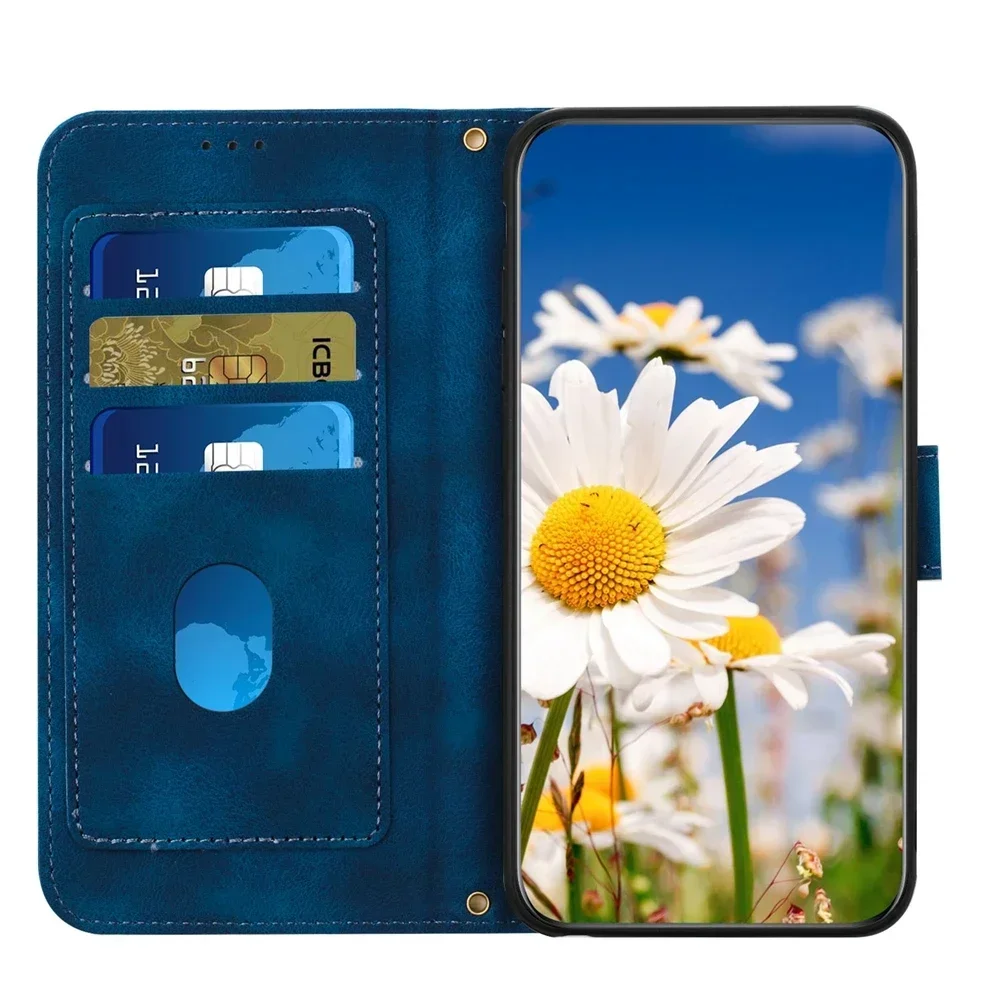 3D Flower Leather Flip Wallet Phone Case with Strap