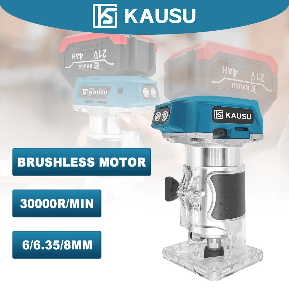 5단 전동 브러시리스 핸드 트리머 무선 6/6.35/8mm 목공 라우터 목공 조각 슬롯팅 마키타 18V 배터리용