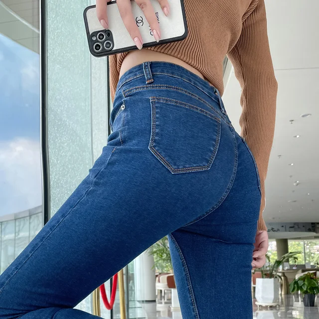 Y2k Women's Jeans Elastic Slim Fashion Pencil Pants Streetwear Jean Female Clothing Vintage Skinny Jeans Stretch Denim Trousers 1