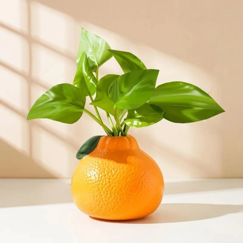 Orange Fruit-Shaped Decorative Tabletop Vase