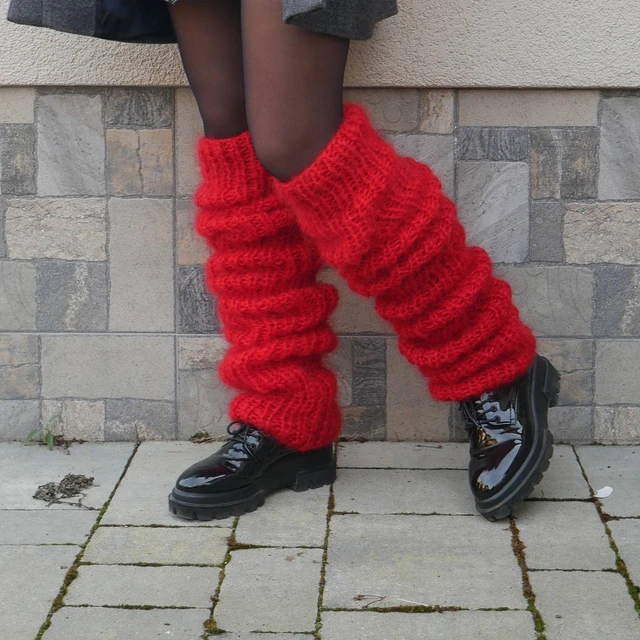 Women Mohair Leg Warmers Long Boot Breathable Knee Socks for Party