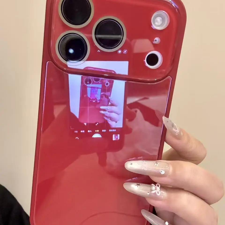 Luxury Tempered Glass Shockproof Camera Protection Case with Glossy Finish