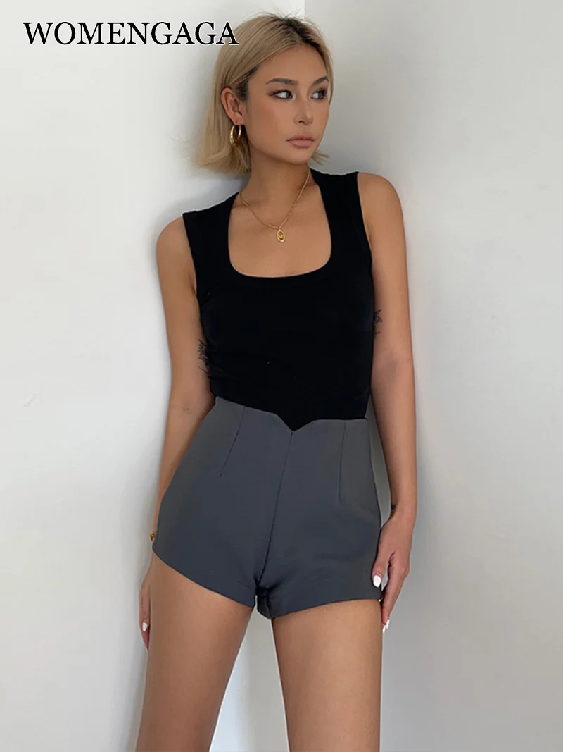 

Super High WOMENGAGA Waisted Suit Shorts For Women's Summer 2023 New Tight Short Sexy A-line Hot Shorts American Spicy Girl SJQ7