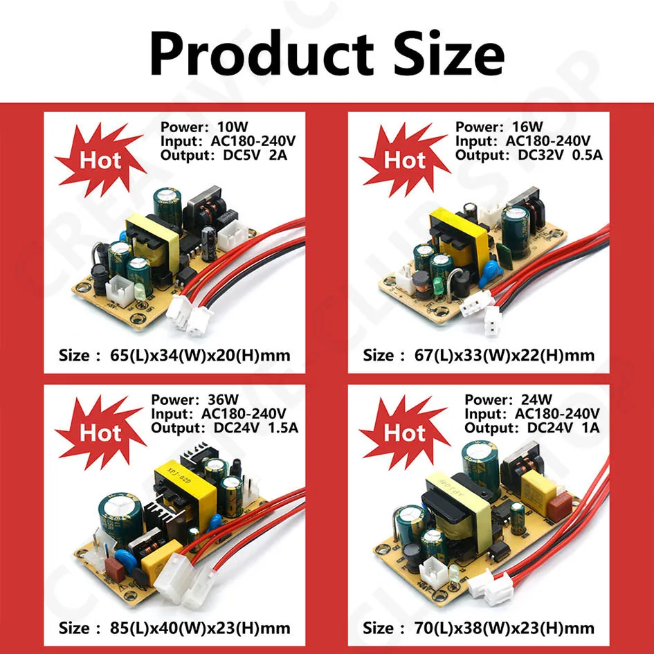 Description Picture 5 of itemLED Driver 220 to 12V 1A 2A 3A 5V 2A 24V 32V LED adapter Power Supply Power converter Light Transformers For LED Strip Lights