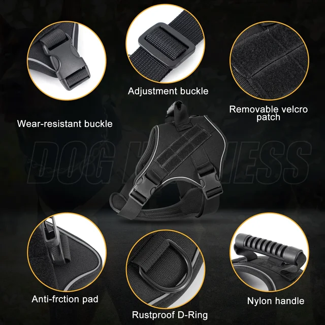 Dog Walking Accessories Dog Harness for Large Dogs Tactical Military Vest Pet German Shepherd Golden Retriever Tactical Training 4