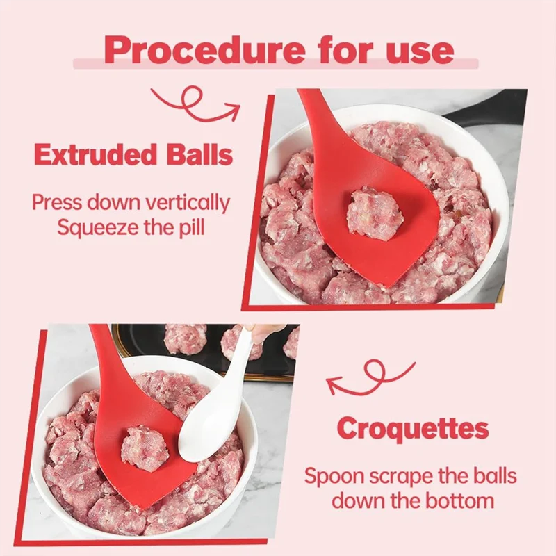 Hot Selling-Meatball Making Tools, Non-Stick Meatball Spoon Ball Maker Silicone Meatball Fish Ball Spoon Making Tools,M