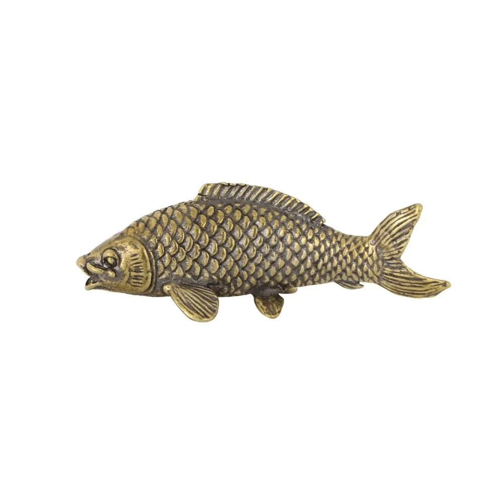 Gold Color Carp Fish Brass Handle Luxury Furniture Hardware Cabinet Door Knobs Retro Single Hole Wardrobe Drawer Pulls Window