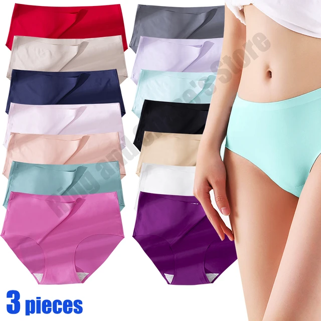 3 Pieces Seamless Panties For Women Invisible Briefs High-Rise Female  Underwear Comfortable Silk Panties Thin Soft Lingerie - AliExpress