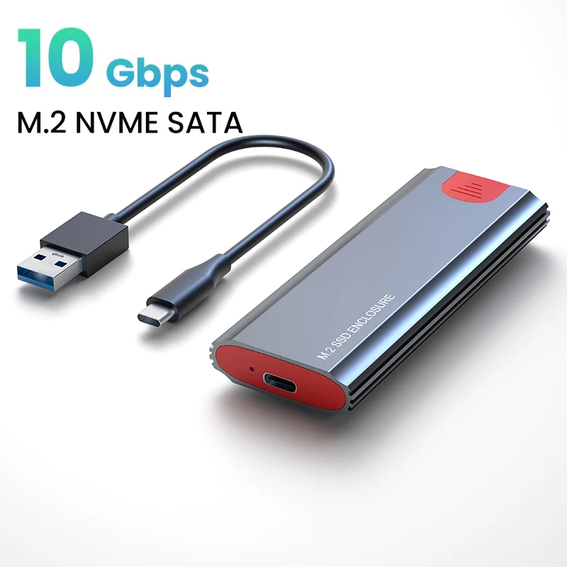 

M2 SSD Case NVME Enclosure M.2 to USB 3.1 SSD Adapter Box for NVME PCIE NGFF SATA M/B+M Key 2230/2242/2260/2280 M2 Dual Protocol