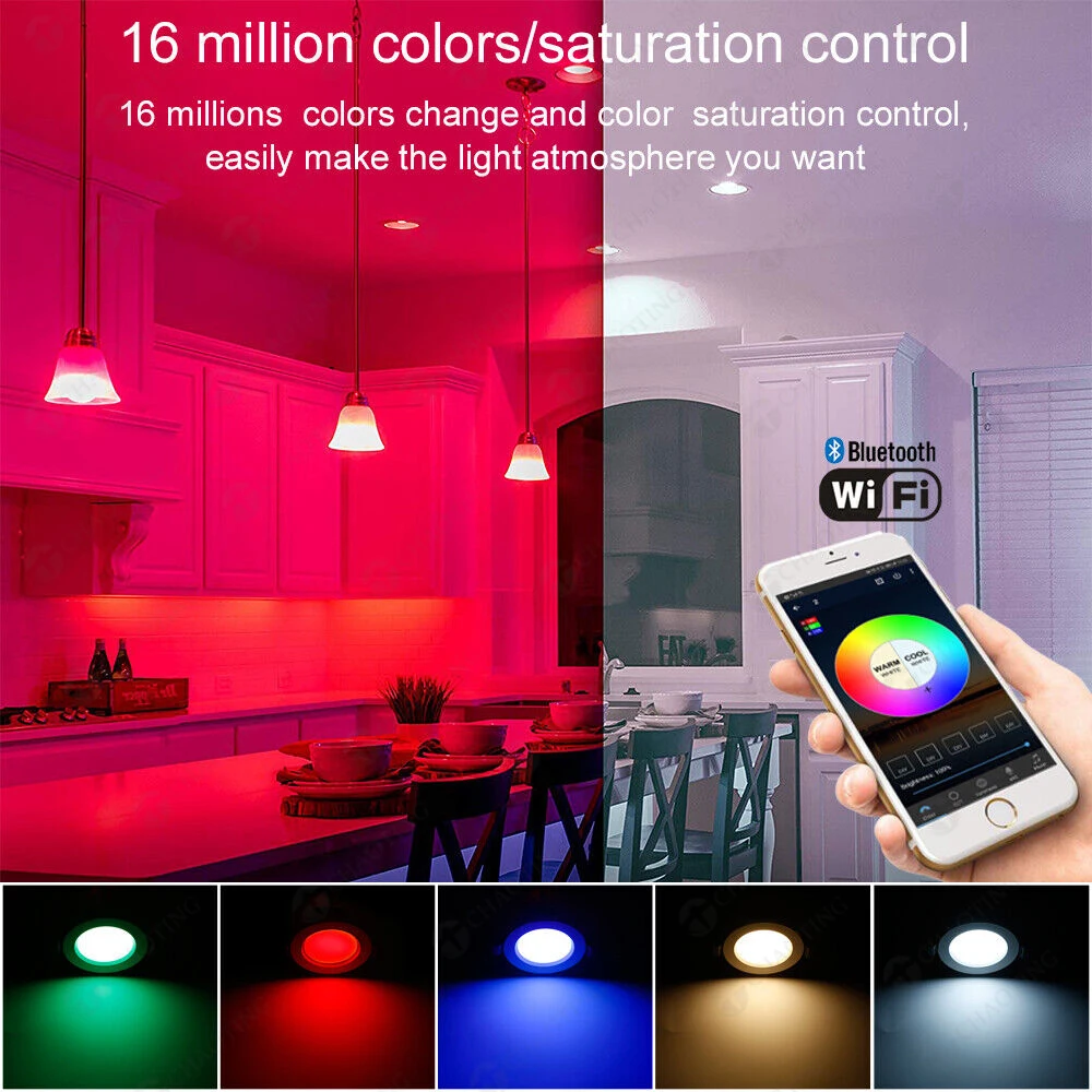 스마트 제어 RGB 바 실내 레저 및 엔터테인먼트 평면 스포트라이트 LED 매입형 천장 무드등 다운라이트