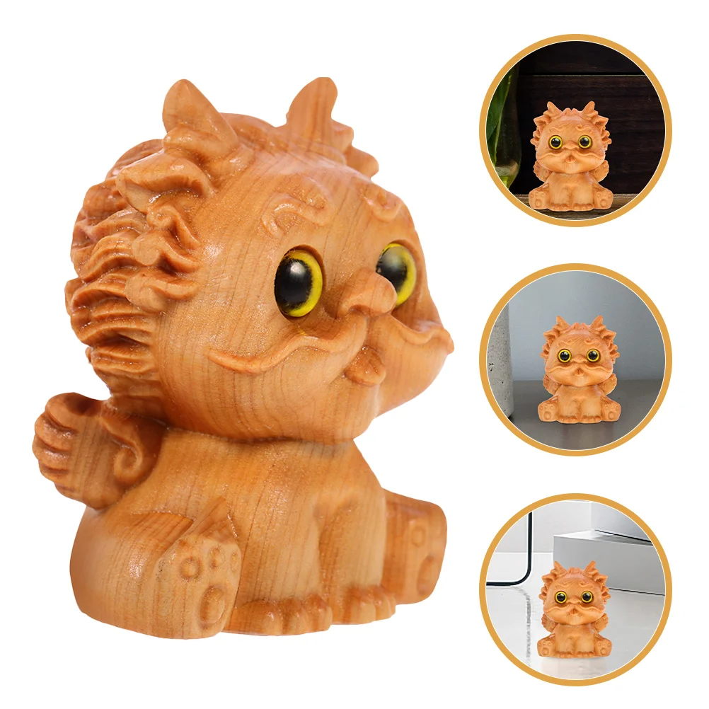 

2pcs Wood Animal Figurines Wooden Carving Animal Statue Tabletop Figurine Ornament