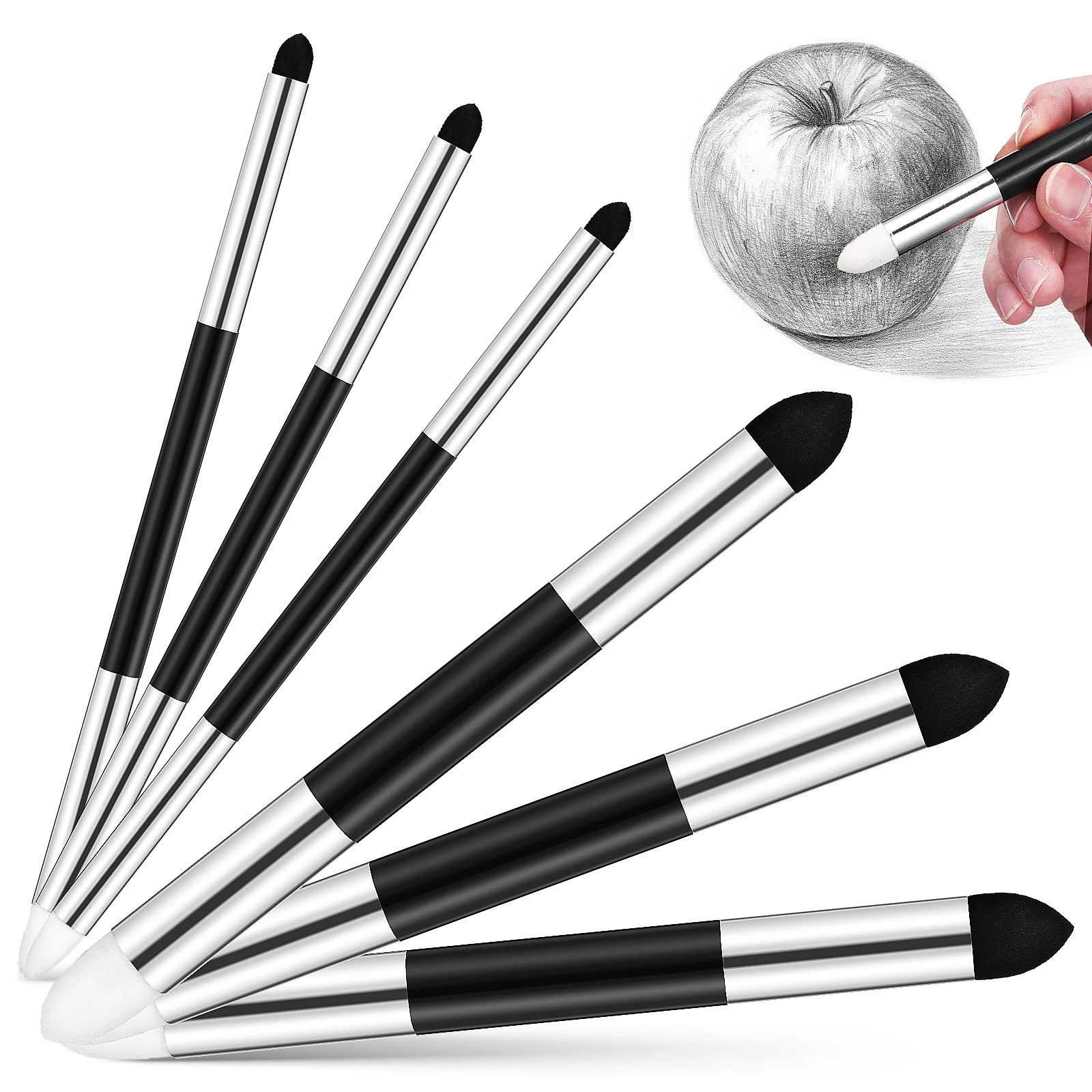 

6 Pcs Eraser Pen Blending Tools For Drawing Sketch Rubbing Sponge Brush Highlight