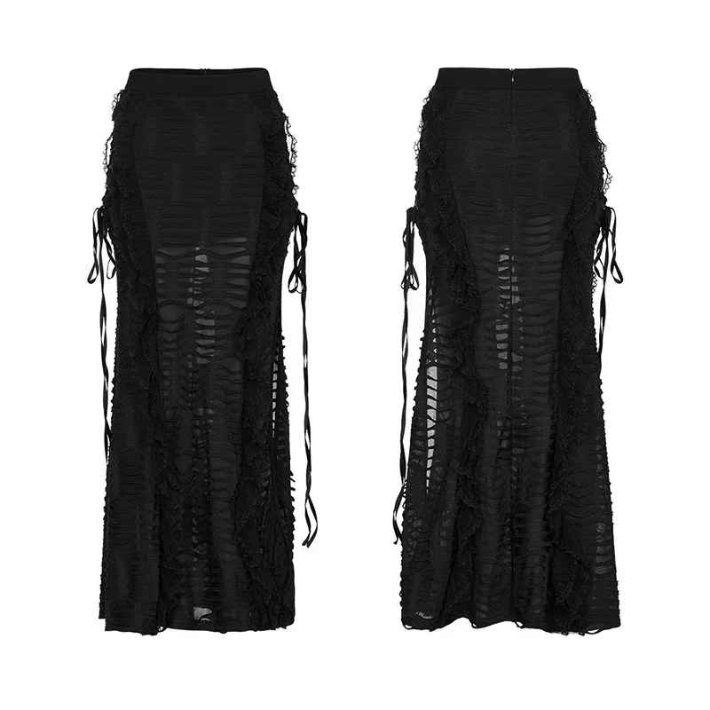 PUNK RAVE Women's Gothic Gorgeous Wavy 3D Lace Sexy Long Skirt Dark Style  Fashion Personality Hollow Out Skirts Women Spring - AliExpress