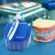 

1 Set of Plastic Denture Storage Box Portable False Tooth Box Brush Kit