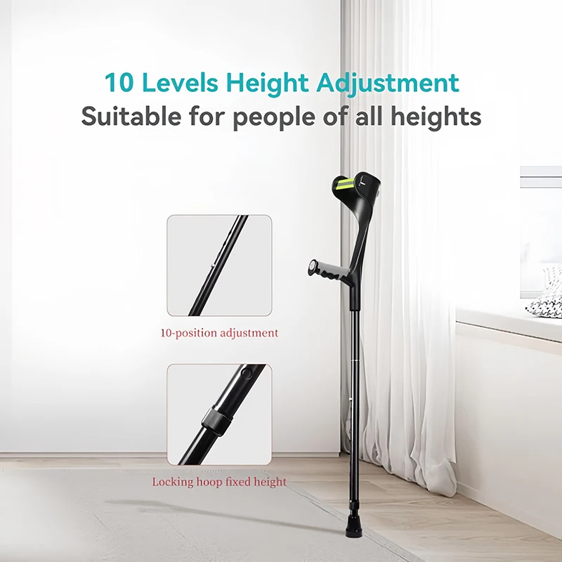 Forearm Crutches for Adults Foldable Elblow Crutch Adjustable Height with Anti-Drop Cuff Forearm Crutches for Walking 4