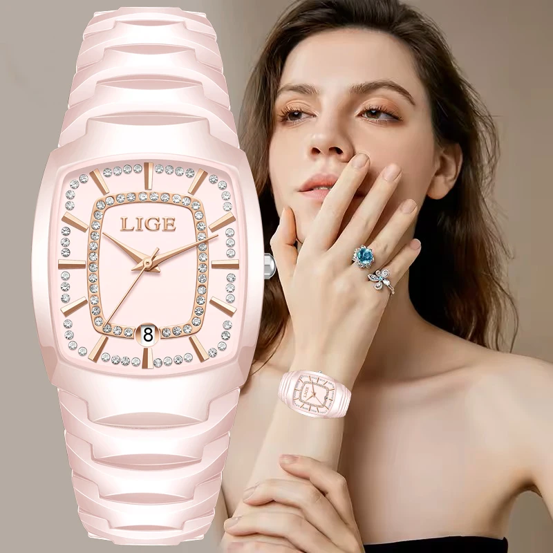 LIGE New Luxury Elegant Watch For Woman Waterproof Stainless Steel Quartz Women's Watches Simple High Quality Ladies Wristwatch