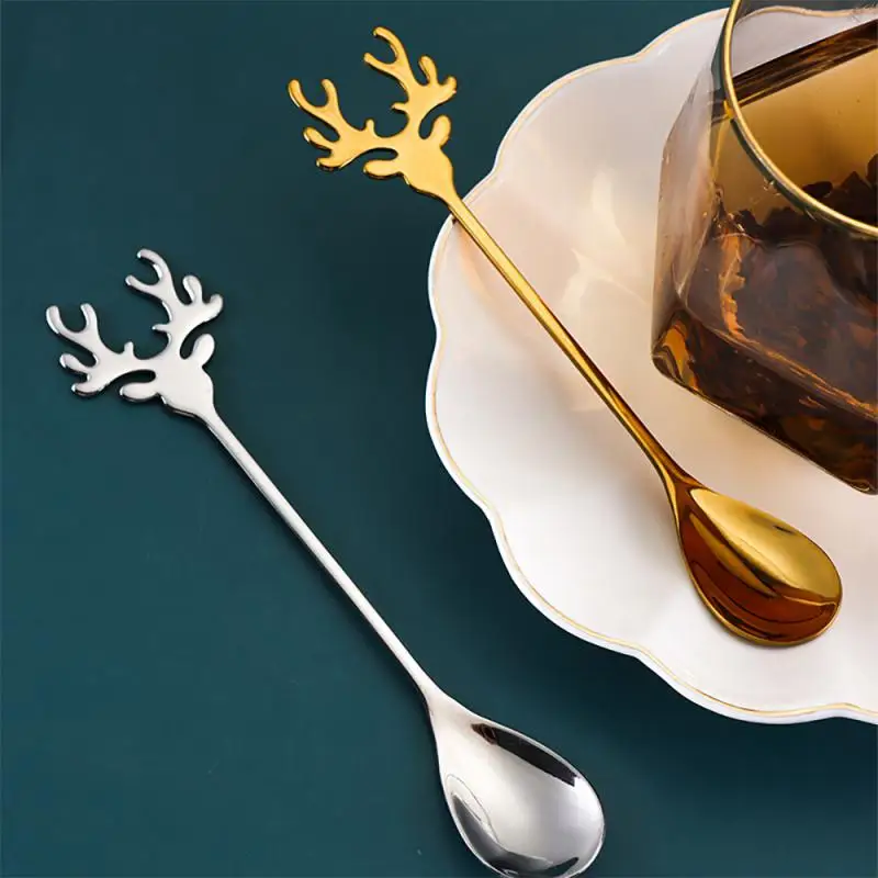 Stainless Steel Coffee Spoon Christmas Gift Teaspoon Dessert Snack Scoop Ice Cream Dessert Mini Spoons Tableware Kitchen Tools