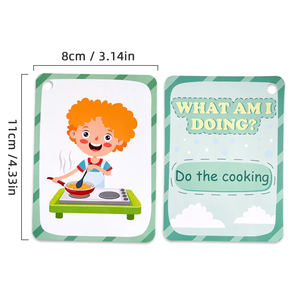 Kids Action Cognition Cards Funny Q&A Learning Classroom Interaction Aids English Teaching Educational Toys Montessori Material 2
