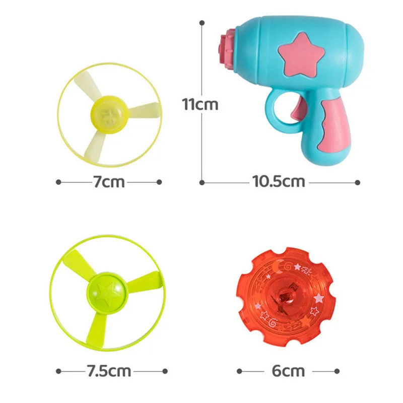 Children Saucer Launcher Pistol Outdoor Spinning Top Toys Flying Disc Bamboo Dragonfly Ejection Luminous Gyroscope Gun 6