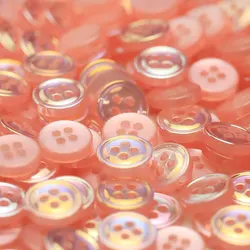 Colorful Resin Buttons - 11mm Round, 4 - Hole for DIY Sewing and Clothing Accessories (10/20 Pieces) (Pink)