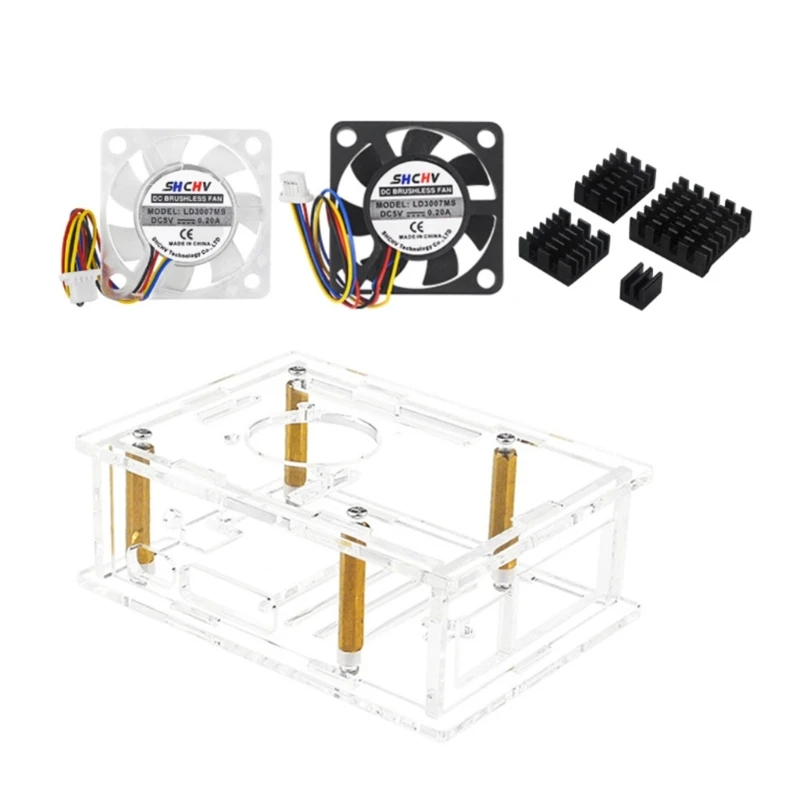 

Крышка радиатора для акрилового корпуса RPI 5 с дополнительным комплектом бесшумного охлаждающего вентилятора H7EC