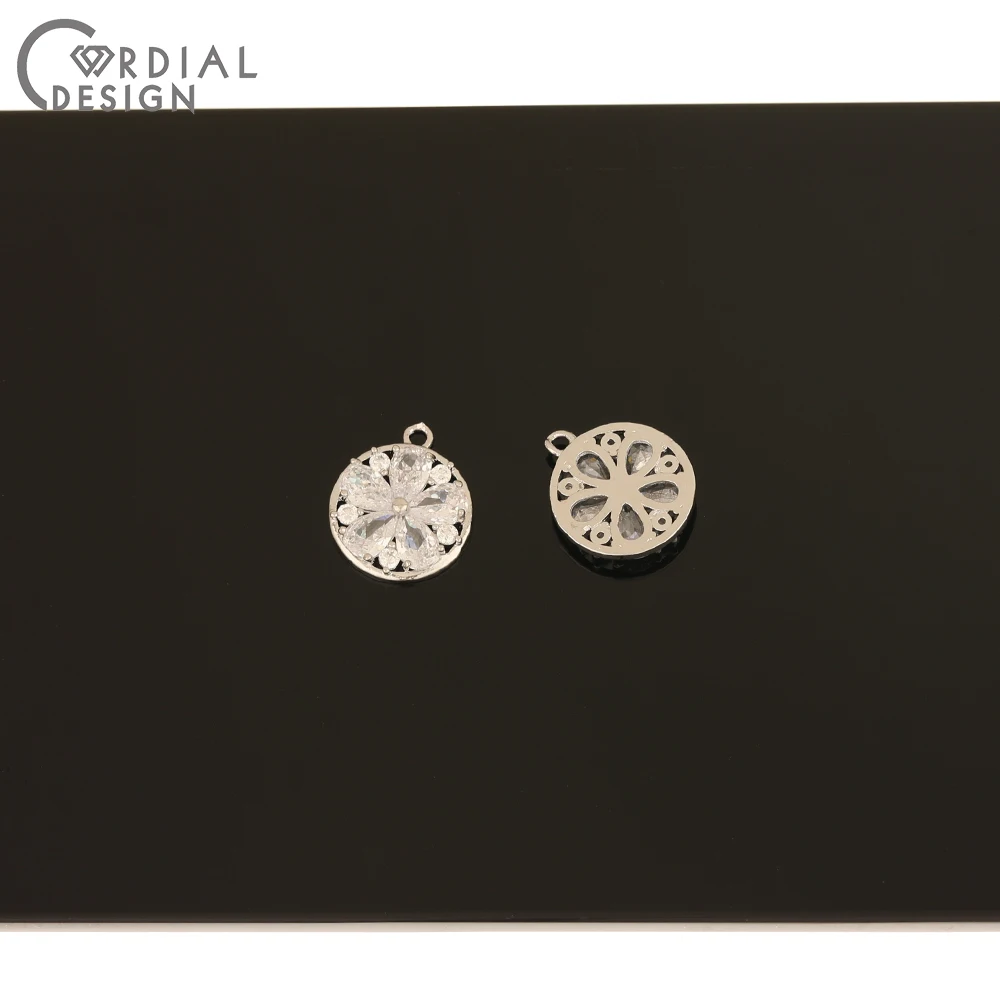 Cordial Design 50Pcs 14*17MM CZ Charms/DIY Earrings Making/Jewelry Accessories/Hand Made/Jewelry Findings & Components/Pendant - cordial