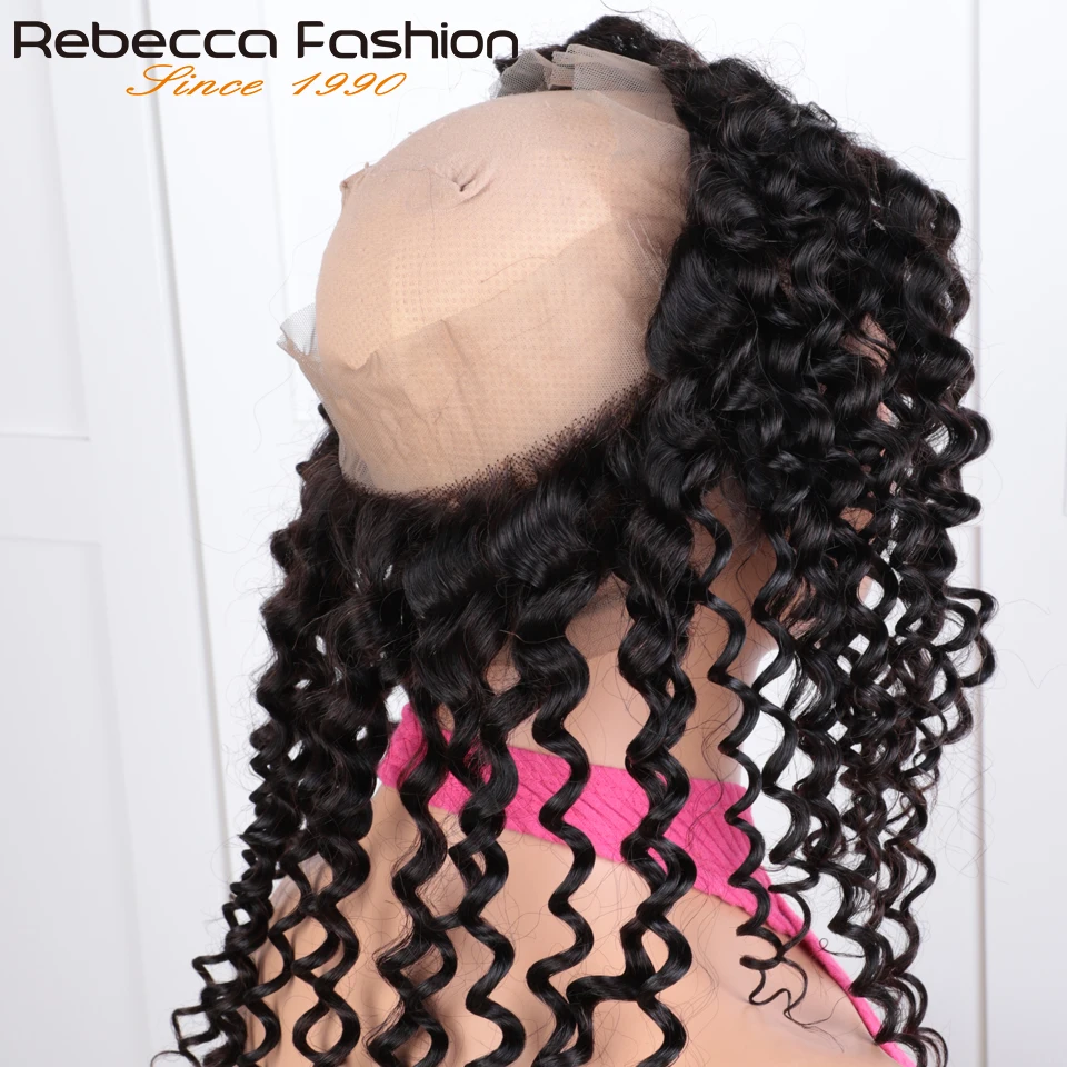 12-20" 180% Density Deep Wave 360 Lace Frontal Closure Brazilian Deep Curly Human Hair Frontal Closure Swiss Transparent Lace