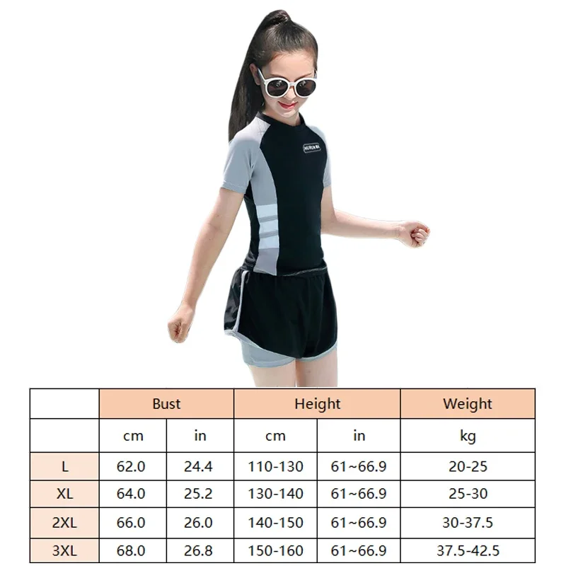 Children's Swimsuit Summer Girls Split Swimsuit Short Sleeve Sunscreen Swimsuits Professional Swimming Suit girls swimsuit