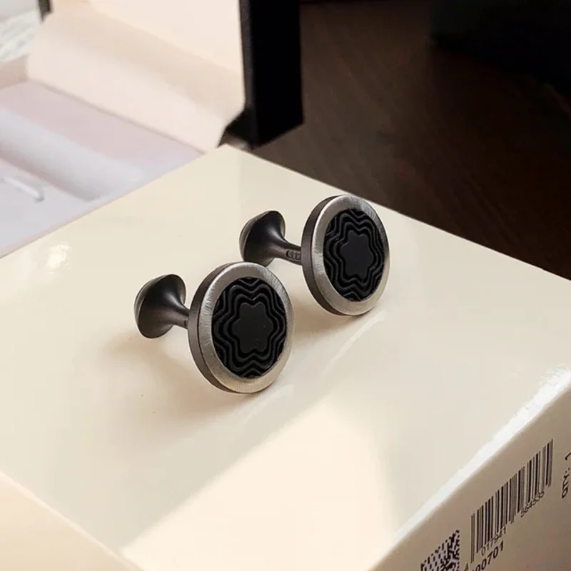 Cuff Links MB 316 Precision Steel Resin Circular 1:1 High Quality Black Man Shirt Cufflinks Classic Buttons With Box Set
