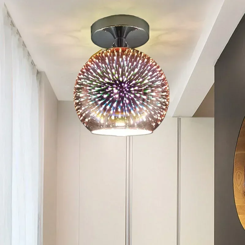 Description Picture 3 of itemNordic Modern Ceiling Lamp 3D Fireworks Electroplated Stained Glass Living Room Bedroom Kitchen Aisle Entrance Lighting Fixtures